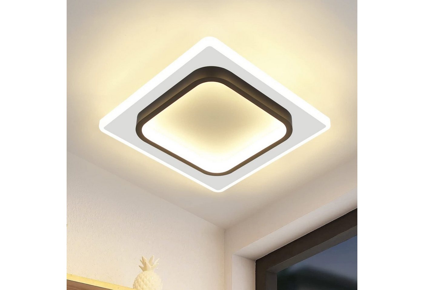 Nettlife LED Deckenleuchte Warmweiß aus Acryl und Metall Modern Schwarz Weiß Design von Nettlife