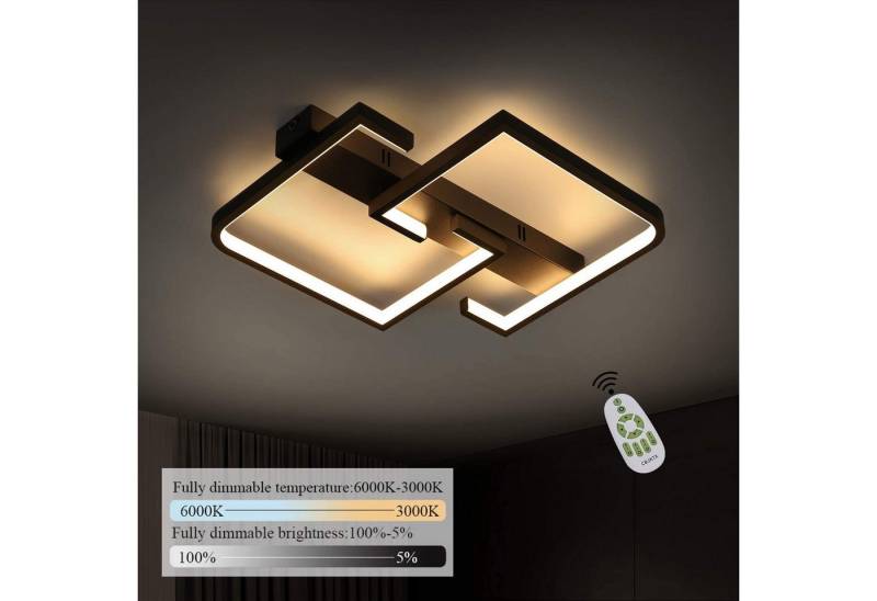 Nettlife LED Deckenleuchte Wohnzimmer Schwarz Dimmbar 35W mit Fernbedienung Deckenlampe, LED fest integriert, Warmweiß, Neutralweiß, 	 Kaltweiß, für Schlafzimmer Esstisch Büro Flur von Nettlife
