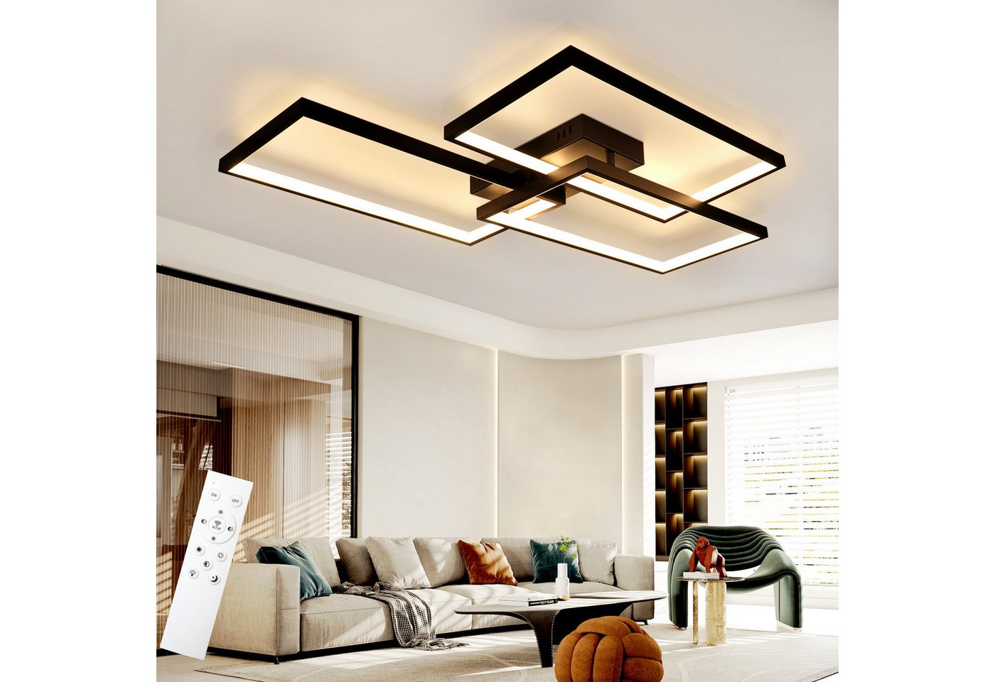 Nettlife LED Deckenleuchte Wohnzimmer Weiß Dimmbar mit Fernbedienung Deckenlampe 80CM Metall, LED fest integriert, Schlafzimmer Kinderzimmer Küche von Nettlife
