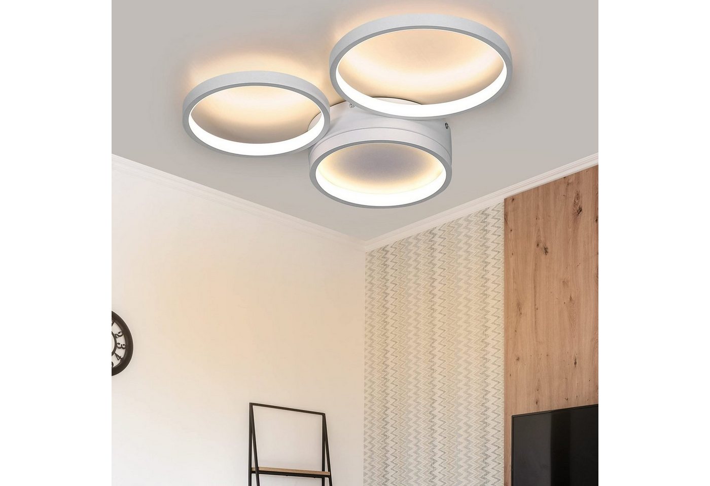 Nettlife LED Deckenleuchte Schwarz Deckenlampe mit 3 Ringe 22W Modern Deko, LED fest integriert, Warmweiß, für Wohnzimmer Schlafzimmer Kinderzimmer Flur Esszimmer Küche von Nettlife