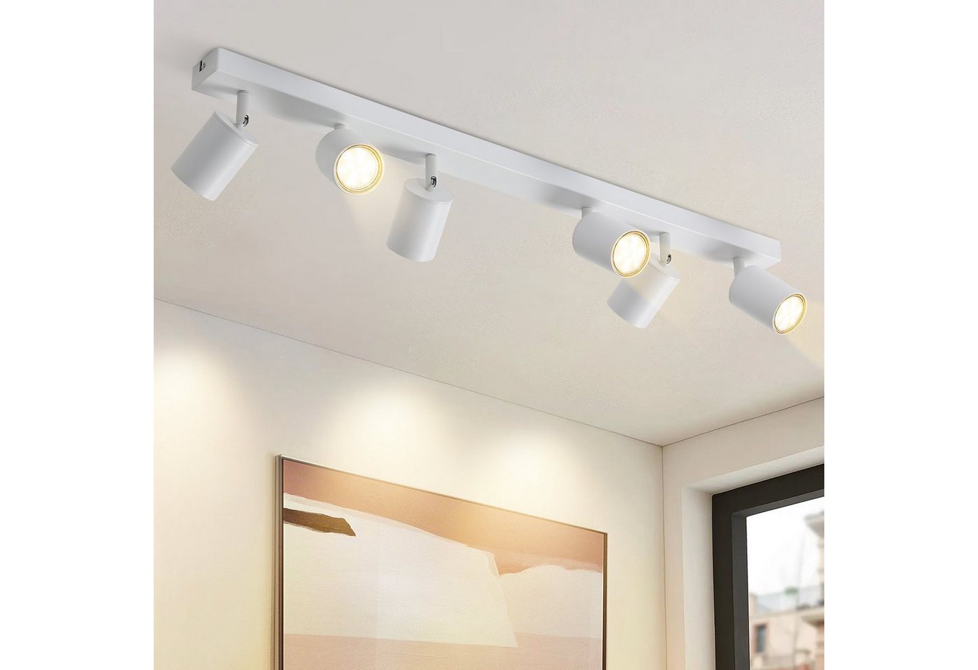 Nettlife LED Deckenstrahler Weiß 1/2/3/4/5/6 Flammig Deckenlampe Deckenleuchte Deckenspots GU10, Schwenbar 330°, ohne Leuchtmittel, für Wohnzimmer Schlafzimmer Küche Flur von Nettlife