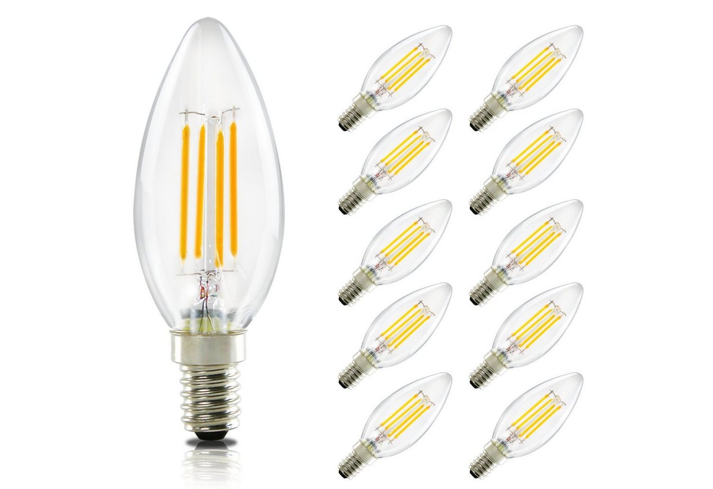 Nettlife LED-Leuchtmittel LED Leuchtmittel E14 Warmweiß 4W Retro Energiesparlampe, E14, 10 St., Warmweiß, Flimmerfrei von Nettlife