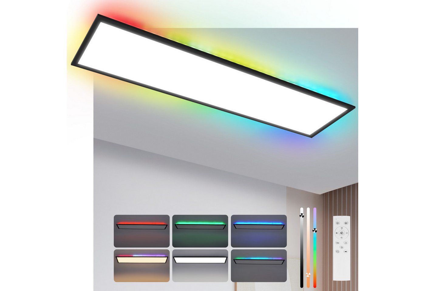 Nettlife LED Panel Deckenleuchte 100x25 Dimmbar 24W RGB Backlight Tageslichtlampe Büro, Dimmbar mit Fernbedienung, LED fest integriert, RGB Farbwechsel, für Werkstatt Flur Küche Wohnzimmer Nettlife LED Panel Deckenleuchte 100x25 Dimmbar 24W RGB Backlight Tageslichtlampe Büro, Dimmbar mit Fernbedienung, LED fest integriert, RGB Farbwechsel, für Werkstatt Flur Küche Wohnzimmer von Nettlife