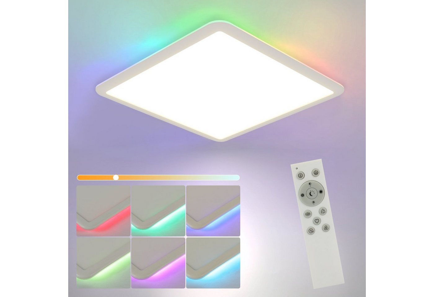 Nettlife LED Panel Deckenleuchte Dimmbar mit Fernbedienung 24W IP44, RGB Farbwechsel,Dimmbar, LED fest integriert, Warmweiß, Neutralweiß, Kaltesweiß, für Schlafzimmer Kinderzimmer Küche Wohnzimmer von Nettlife
