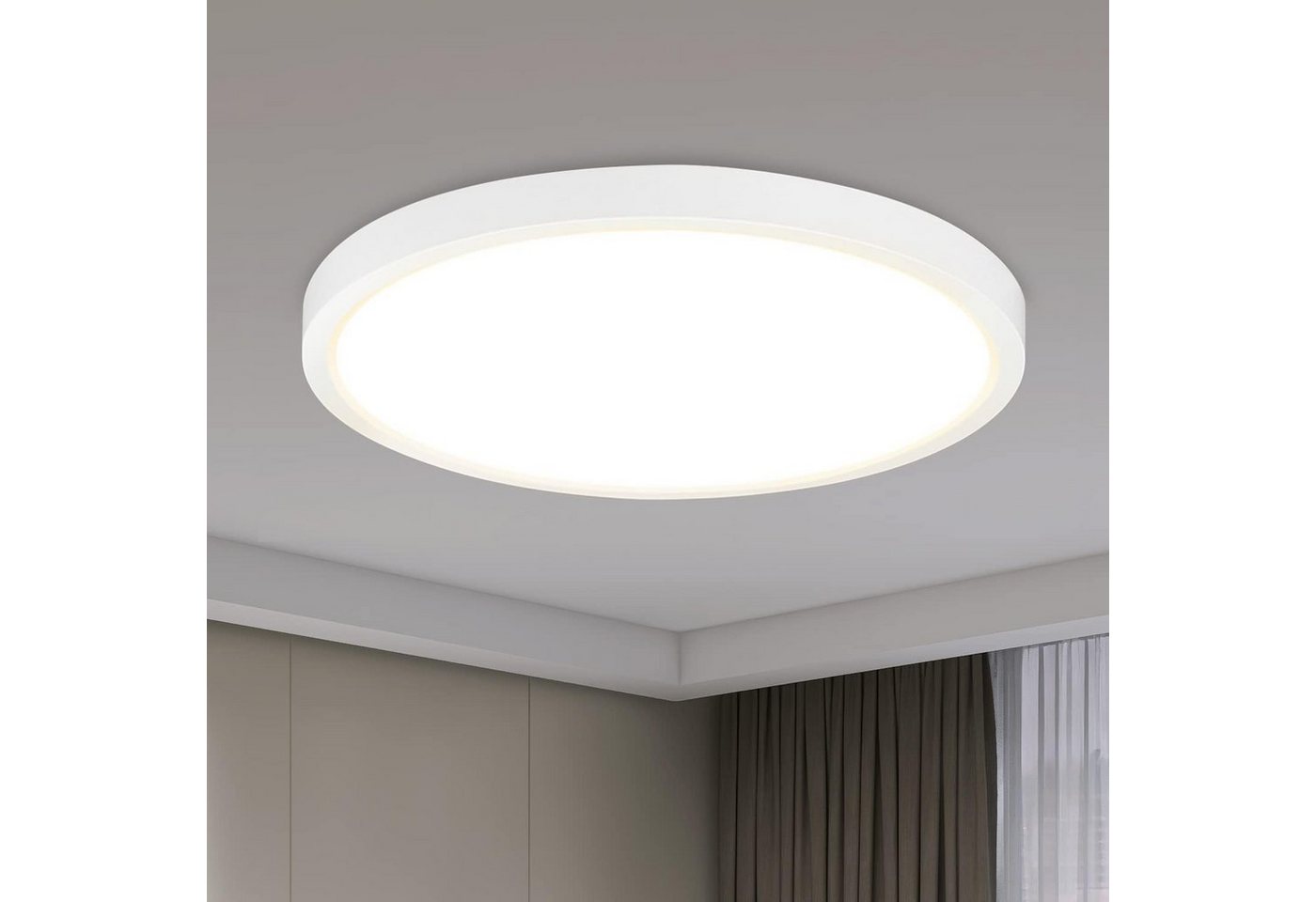 Nettlife LED Panel Deckenleuchte Schwarz Schlafzimmer Rund 15W Ø22cm, IP44 Wasserdicht, LED fest integriert, Warmweiß, für Küche Flur Badezimmer Schlafzimmer, 22 * 22 * 2.5 CM von Nettlife