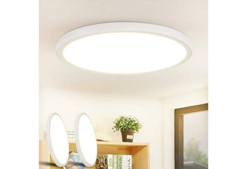 Nettlife LED Panel deckenleuchte Schwarz Rund Flach Modern, IP44 Wasserdicht, LED fest integriert, Neutralweiß, für Wohnzimmer Badezimmer Schlafzimmer Flur, 24W, ‎23* 23*2.1cm von Nettlife