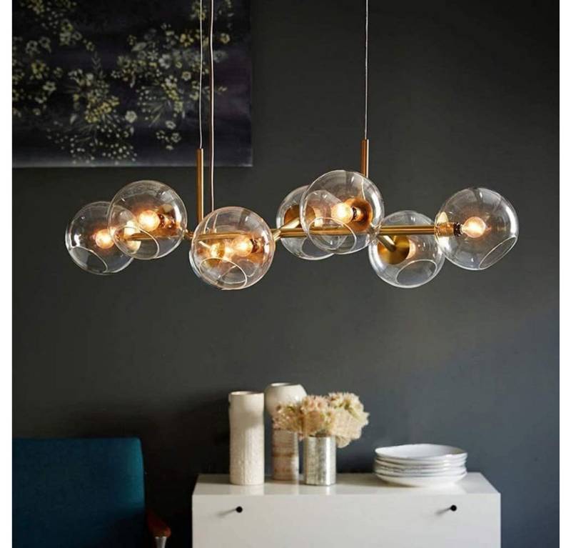 Nettlife LED Pendelleuchte 8 Flammig Pendellampe Gold mit Glaskugel Hängeleuchte E27 Esszimmer, HÖHENVERSTELLBAR, LED wechselbar, warmweiß, Esszimmer Wohnzimmer Schlafzimmer Nettlife LED Pendelleuchte 8 Flammig Pendellampe Gold mit Glaskugel Hängeleuchte E27 Esszimmer, HÖHENVERSTELLBAR, LED wechselbar, warmweiß, Esszimmer Wohnzimmer Schlafzimmer von Nettlife