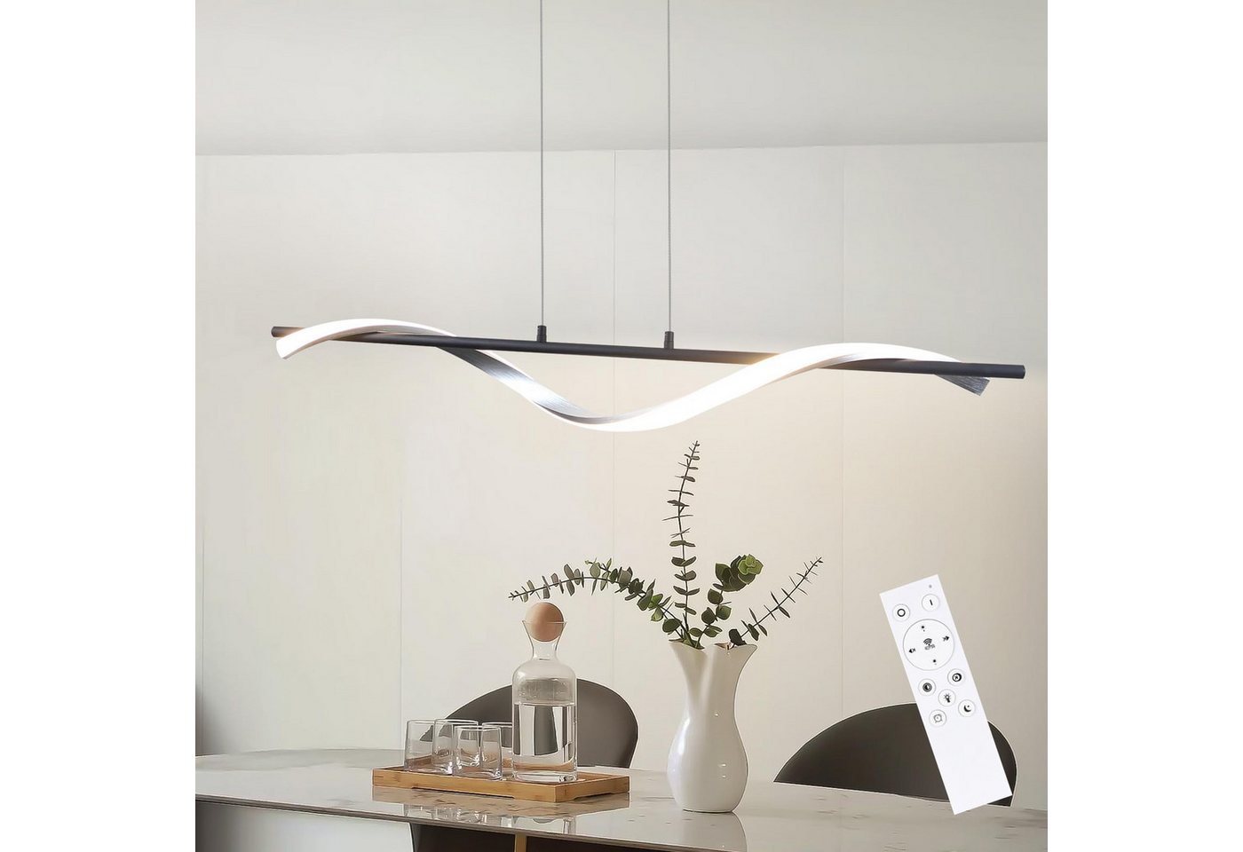 Nettlife LED Pendelleuchte Esszimmer Dimmbar 21W 100CM Modern Kronleuchter mit Fernbedienung, höhenverstellbar, LED fest integriert, Warmweiß Neutralweiß Kaltweiß, für Esszimmer, Schlafzimmer, Küche, Wohnzimmer, Arbeitszimmer und Büro von Nettlife