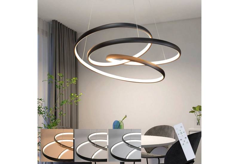 Nettlife LED Pendelleuchte Hängelampe Esstisch Schwarz 55W Hängeleuchte, Dimmbar mit Fernbedienung, LED fest integriert, Warmweiß, Neutralweiß, Kaltweiß, Wohnzimmer Schlafzimmer Esszimmer von Nettlife