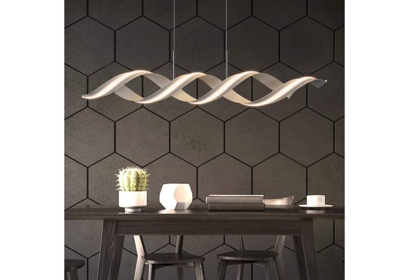 Nettlife LED Pendelleuchte Esszimmer Weiß 3000K 29W 95CM Spiralform, Höhenverstellbar, LED fest integriert, Warmweiß, für Küche Wohnzimmer Büro Arbeitszimmer von Nettlife