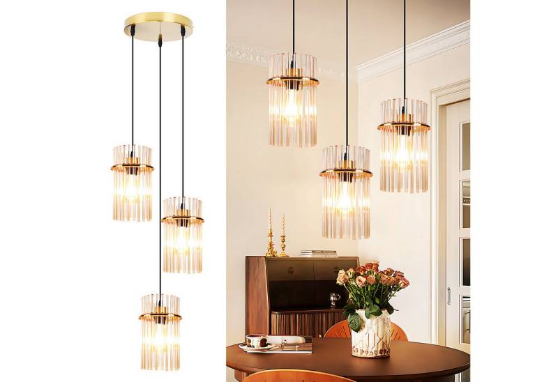 Nettlife LED Pendelleuchte Retro Gold/Schwarz - E27 Hängelampe mit 3 Flammig - Hängeleuchte Ø16cm, ohne Leuchtmittel, Esstischlampe für Wohnzimmer Küche von Nettlife
