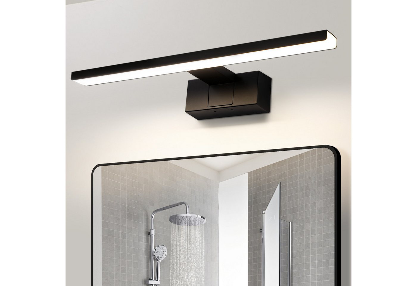 Nettlife LED Spiegelleuchte Badezimmer 30/40/60 CM Spiegellampe Schwarz Wandlampe 4000K, IP44 Wasserdicht, LED fest integriert, Neutralweiß, Keller Küche Badschrank von Nettlife
