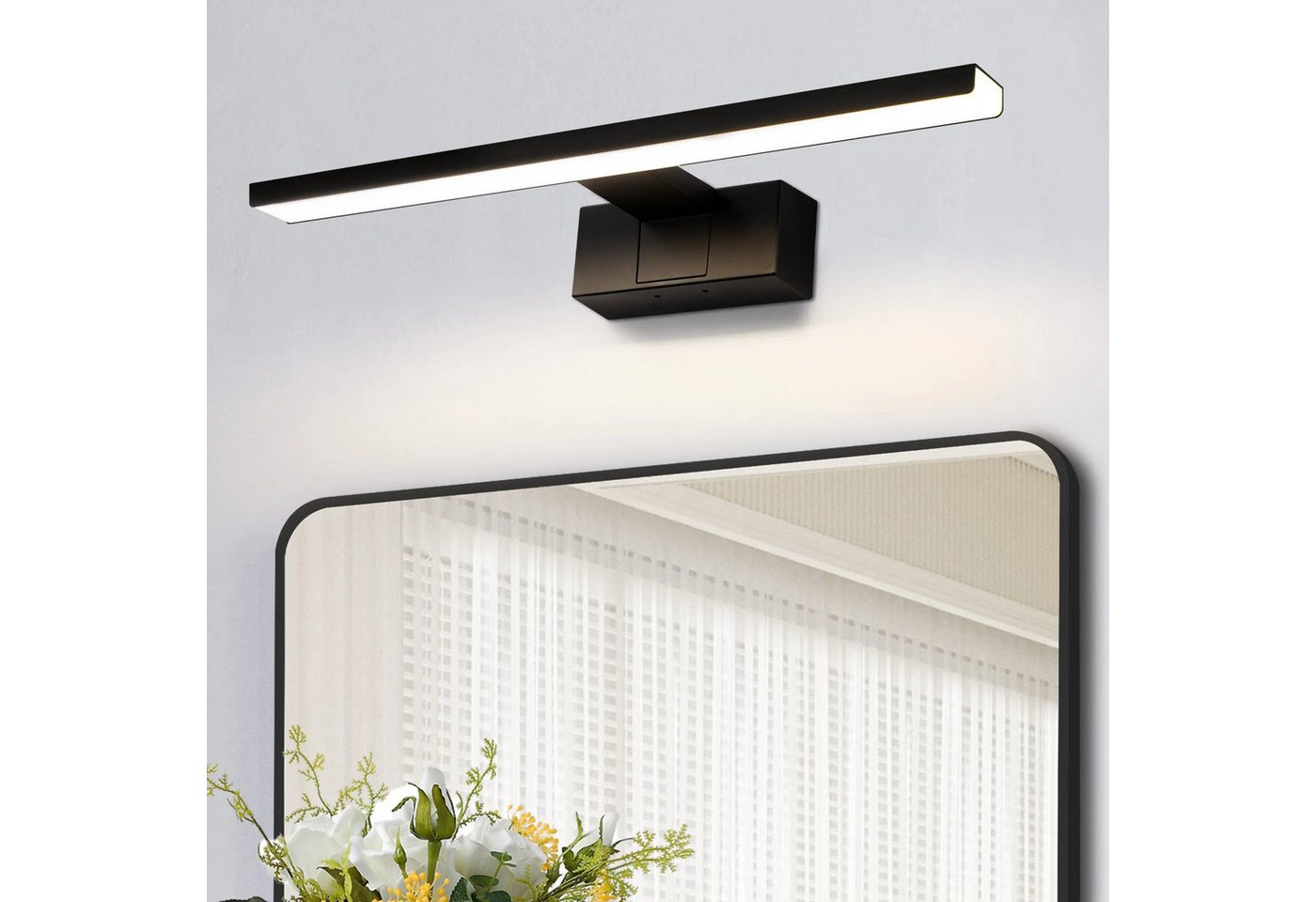 Nettlife LED Spiegelleuchte Badezimmer 30/40/60CM Spiegellampe Schwarz Wandlampe 4000K, LED fest integriert, Neutralweiß, Keller Küche Badschrank Nettlife LED Spiegelleuchte Badezimmer 30/40/60CM Spiegellampe Schwarz Wandlampe 4000K, LED fest integriert, Neutralweiß, Keller Küche Badschrank von Nettlife