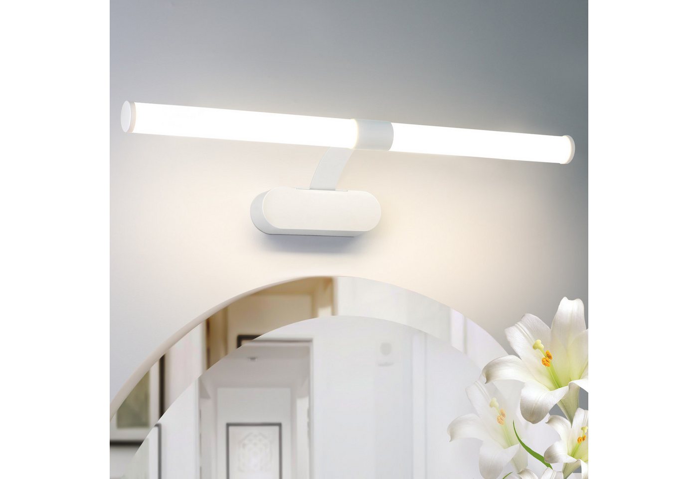 Nettlife LED Spiegelleuchte Badezimmer 6W 40CM/8W 60CM 4000K Bad Spiegelschrank Wandleuchte, LED fest integriert, Neutralweiß, Geeignet für Badezimmer von Nettlife