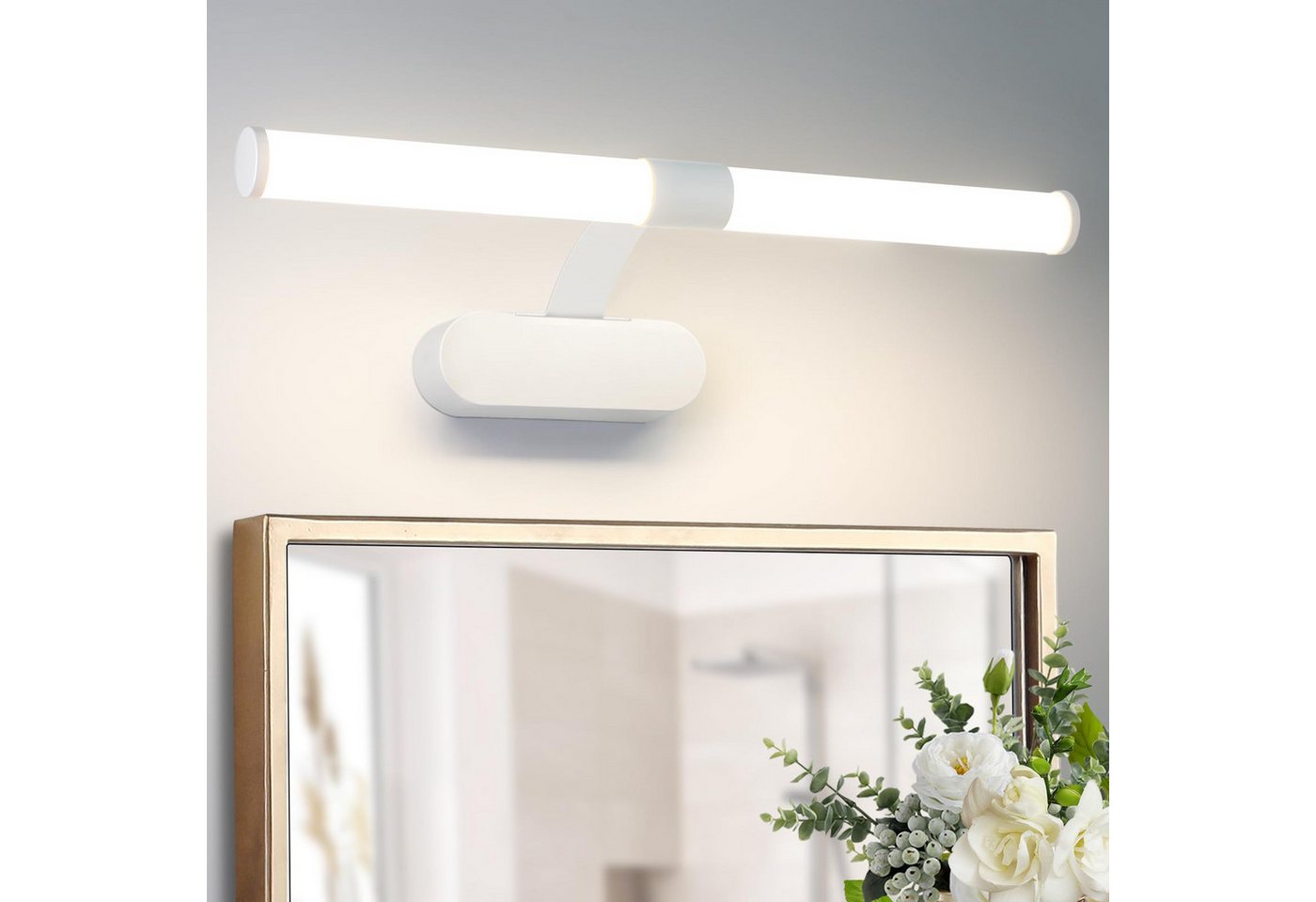 Nettlife LED Spiegelleuchte Badezimmer 6W 40CM/8W 60CM 4000K Bad Spiegelschrank Wandleuchte, LED fest integriert, Neutralweiß, Geeignet für Badezimmer von Nettlife