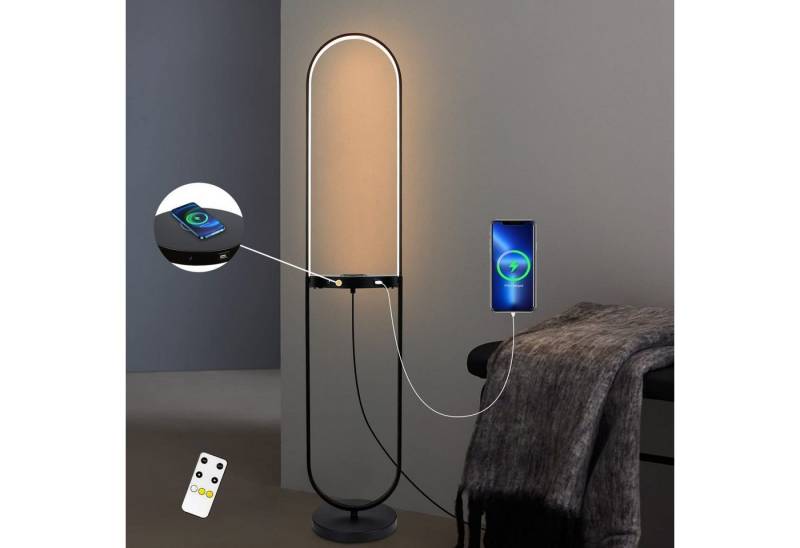 Nettlife Stehlampe Wohnzimmer Dimmbar mit Regal USB-Anschluss LED Stehleuchte Kabellos, Fernbedienung, LED fest integriert, Warmweiß Neutralweiß Kaltweiß, Schlafzimmer Büro Bett von Nettlife