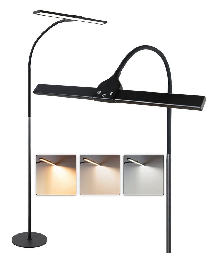 Nettlife LED Stehlampe Schwarz Leselampe Stehleuchte Touch Dimmbar 10W Standleuchte 156CM, mit 40min Timer Memory Funktion 360° Schwanenhal, LED fest integriert, Warmweiß, Neutralweiß, Kaltweiß, für Wohnzimmer Schlafzimmer Nettlife LED Stehlampe Schwarz Leselampe Stehleuchte Touch Dimmbar 10W Standleuchte 156CM, mit 40min Timer Memory Funktion 360° Schwanenhal, LED fest integriert, Warmweiß, Neutralweiß, Kaltweiß, für Wohnzimmer Schlafzimmer von Nettlife