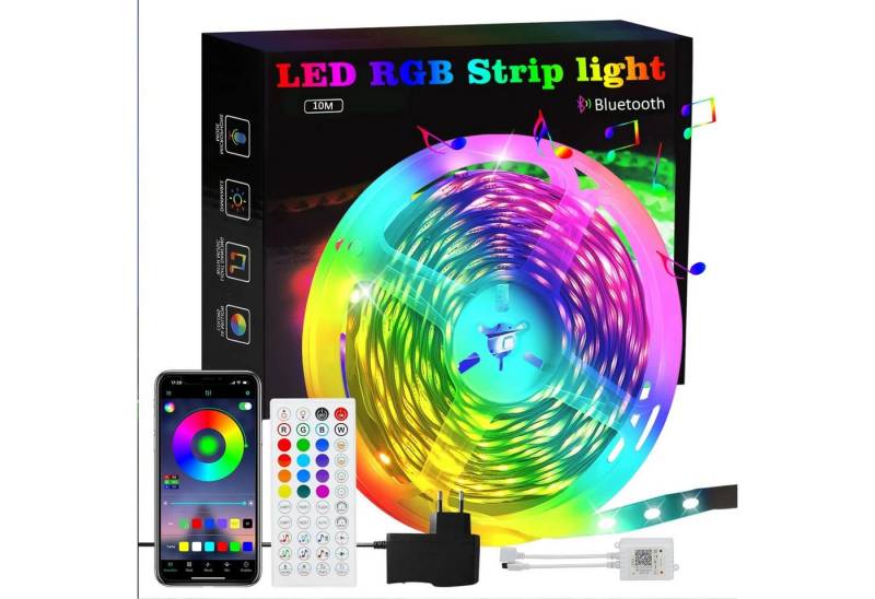 Nettlife LED Stripe Selbstklebend RGB APP-Steuerung 10/20/30m Lichtband Streifen, Timer-Funktion für Musikzimmer, Spielzimmer, Wohnzimmer, Flur Nettlife LED Stripe Selbstklebend RGB APP-Steuerung 10/20/30m Lichtband Streifen, Timer-Funktion für Musikzimmer, Spielzimmer, Wohnzimmer, Flur von Nettlife