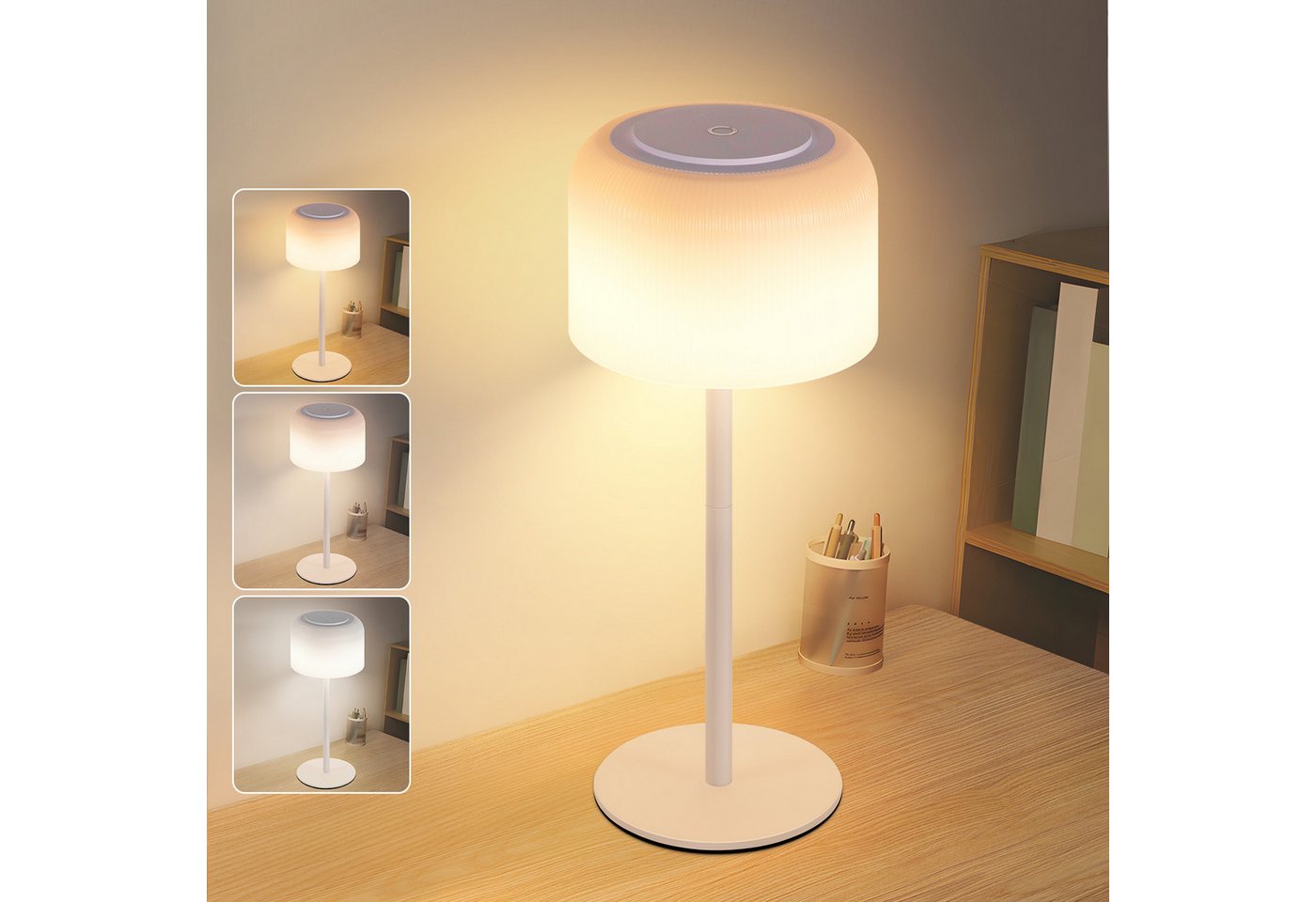 Nettlife LED Tischleuchte Kabellos Dimmbar Touch Weiß Akku Tischlampe mit 3 Farbtemperaturen, Höhenverstellbar, LED fest integriert, USB-C Aufladbar Wasserdichte Tischleuchte für Indoor Outdoor Nettlife LED Tischleuchte Kabellos Dimmbar Touch Weiß Akku Tischlampe mit 3 Farbtemperaturen, Höhenverstellbar, LED fest integriert, USB-C Aufladbar Wasserdichte Tischleuchte für Indoor Outdoor von Nettlife