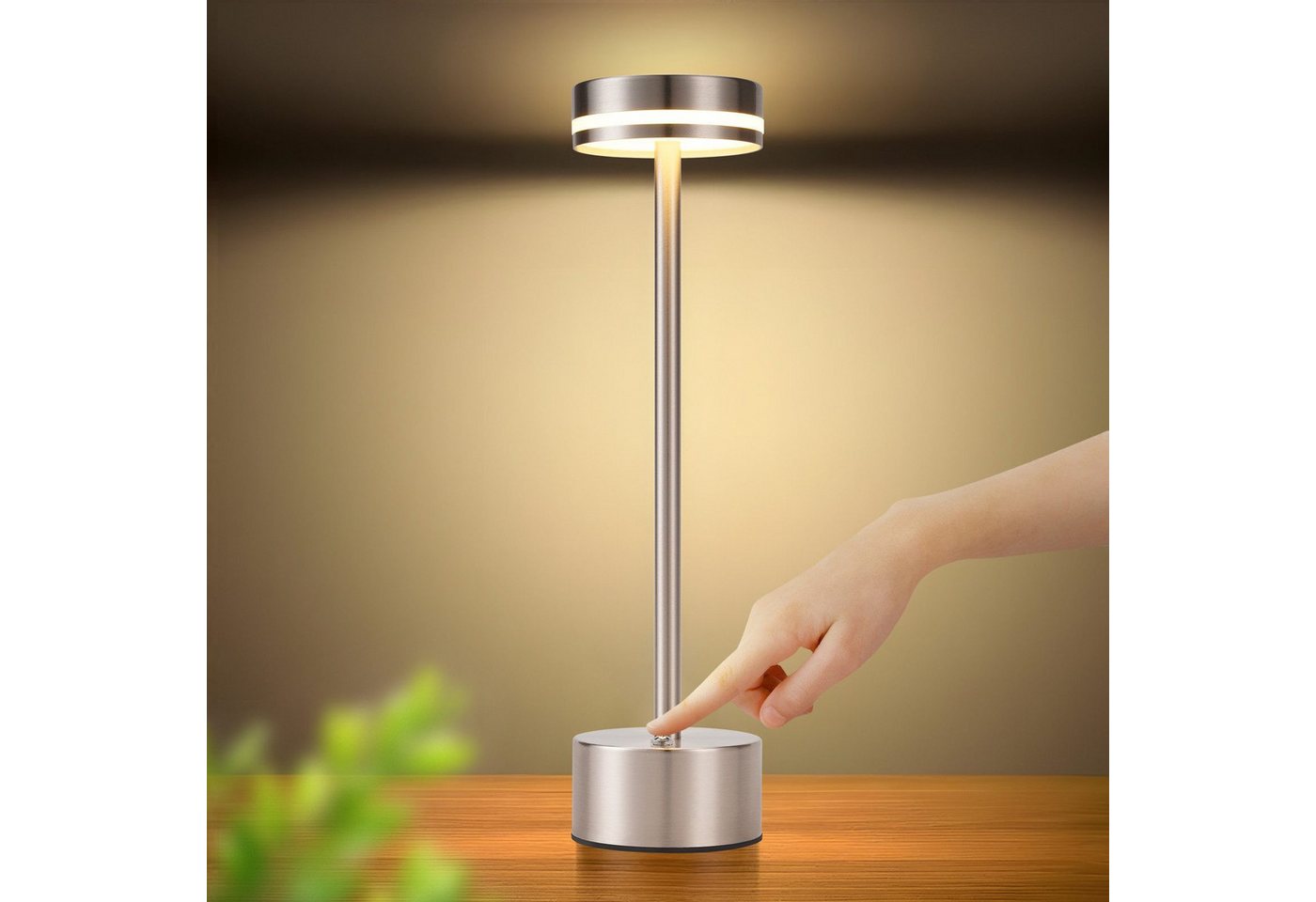 Nettlife LED Tischleuchte Modern Gold/Weiß/Schwarz/Silber Kabellose Nachttischlampe USB-C, Touch Dimmbar, LED fest integriert, Modern Tischlampe für Schlafzimmer Esszimmer Büro von Nettlife