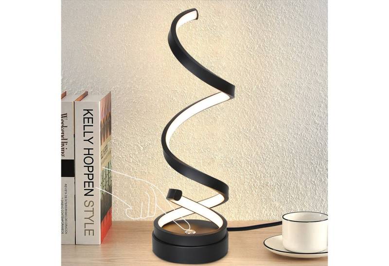 Nettlife LED Tischleuchte LED Tischleuchte Schwarz Modern Spiral, Touch Dimmbar, LED fest integriert, Warmweiß, Neutralweiß, Kaltweiß, 12W mit 1,6M Kabel, für Schlafzimmer Wohnzimmer Büro von Nettlife