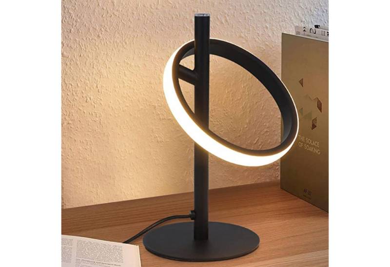 Nettlife LED Nachttischlampe LED Tischleuchte Schwarz Drehringe runde Form, Touch, LED fest integriert, Warmweiß, Schlafzimmer Wohnzimmer Kinderzimmer Büro von Nettlife