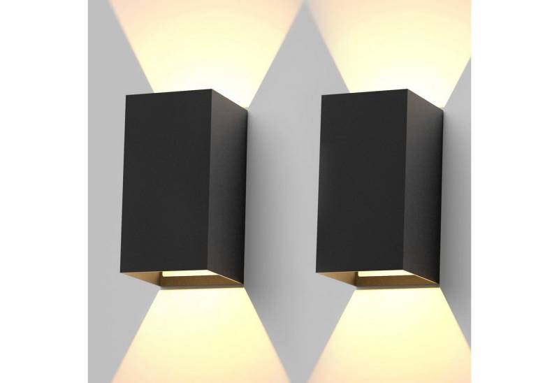 Nettlife LED Wandleuchte Innen & Aussen Wandlampe Schwarz IP65 5W 2ER, IP65 Wasserdicht, LED fest integriert, Warmweiß, Flur Wohnzimmer Badezimmer Schlafzimmer von Nettlife