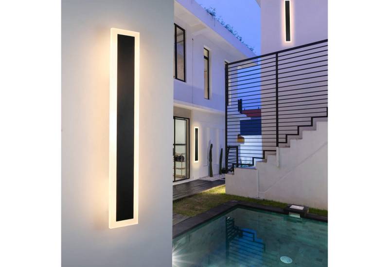 Nettlife LED Wandleuchte Aussen IP65 Wasserdicht 50CM/100CM Modern 10W Wandbeleuchtung, IP65 Wasserdicht, LED fest integriert, Warmweiß, für Flur Bad Schlafzimmer Garten Treppenhaus Terrasse von Nettlife