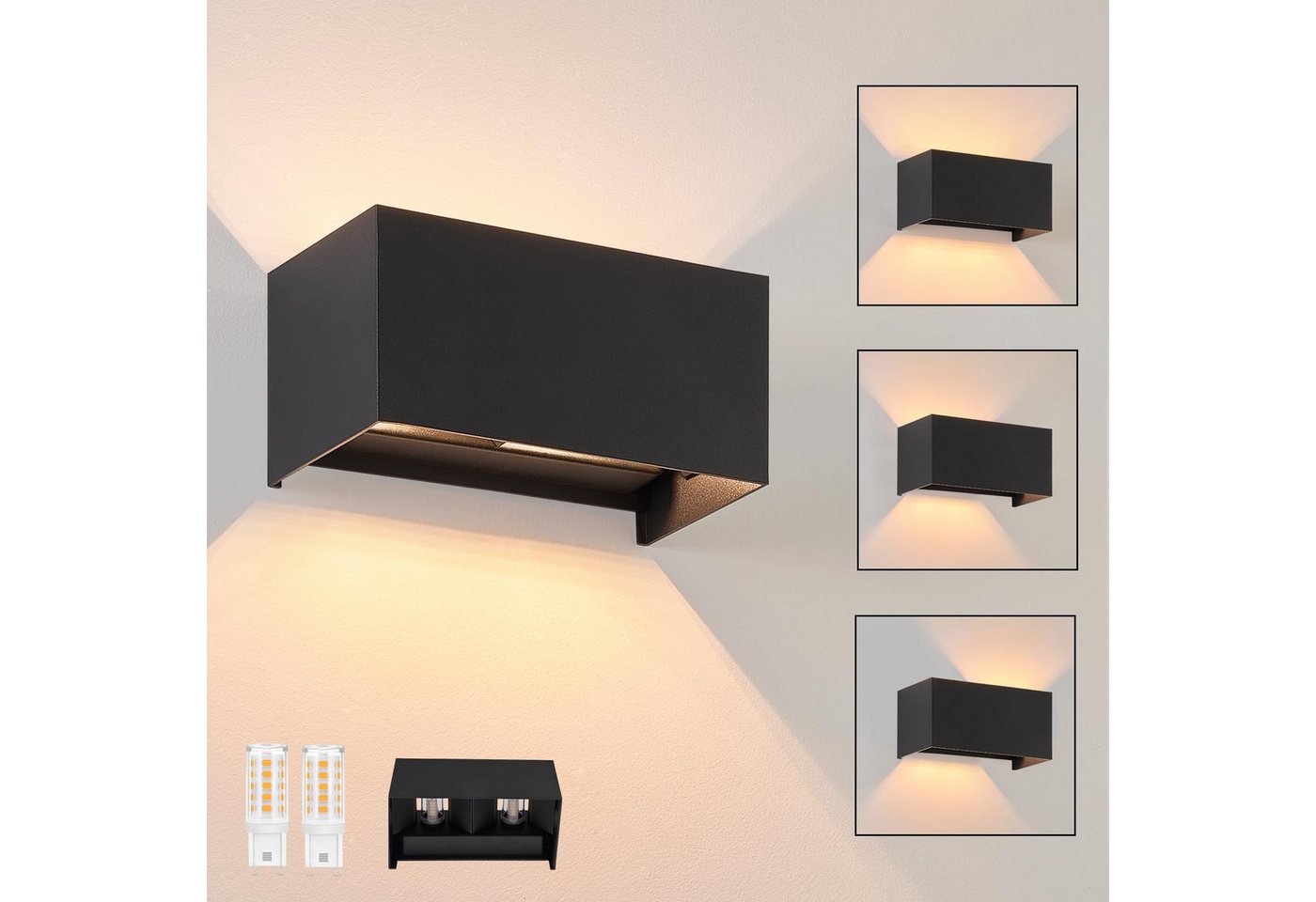 Nettlife LED Wandleuchte Aussen Schwarz Up und Down G9 Einstellbar Lichtstrahl Wandstrahler, IP65 Wasserdicht, LED wechselbar, Warmweiß, für Wohnzimmer Schlafzimmer Garten Terrasse Flur Nettlife LED Wandleuchte Aussen Schwarz Up und Down G9 Einstellbar Lichtstrahl Wandstrahler, IP65 Wasserdicht, LED wechselbar, Warmweiß, für Wohnzimmer Schlafzimmer Garten Terrasse Flur von Nettlife