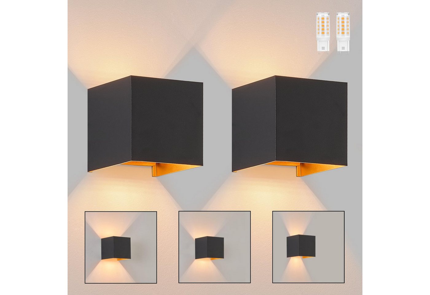 Nettlife LED Wandleuchte Schwarz Gold G9 Aussenlampe Up und Down Einstellbar Wandstrahler, IP65 Wasserdicht, LED wechselbar, Warmweiß, für Garten Terrasse Schlafzimmer Wohnzimmer Flur Nettlife LED Wandleuchte Schwarz Gold G9 Aussenlampe Up und Down Einstellbar Wandstrahler, IP65 Wasserdicht, LED wechselbar, Warmweiß, für Garten Terrasse Schlafzimmer Wohnzimmer Flur von Nettlife