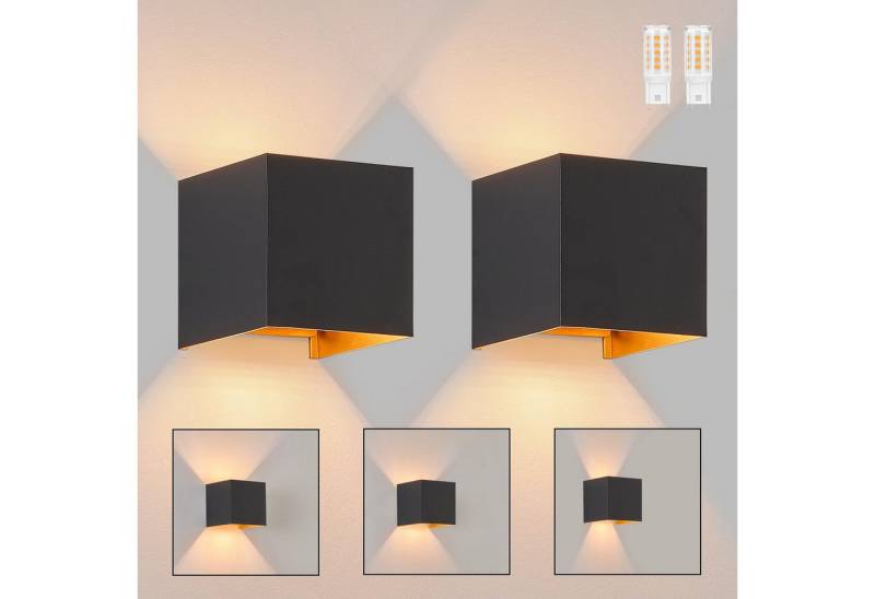 Nettlife LED Wandleuchte Schwarz Gold G9 Aussenlampe Up und Down Einstellbar Wandstrahler, IP65 Wasserdicht, LED wechselbar, Warmweiß, für Garten Terrasse Schlafzimmer Wohnzimmer Flur von Nettlife