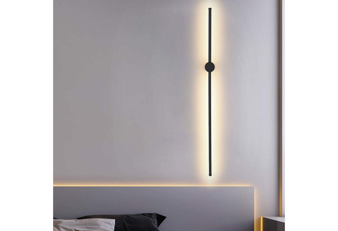 Nettlife LED Wandleuchte Innen Schwarz 100 cm 3000 K schwenkbare minimalistische, LED fest integriert, Warmweiß, für Wohnzimmer Schlafzimmer Flur Büro von Nettlife
