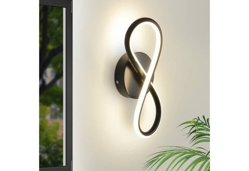 Nettlife LED Wandleuchte Innen Warmweiß Schwarz 7W Kurvendesign 3000K Treppenhaus, LED fest integriert, Warmweiß, Wandlampe für Schlafzimmer Wohnzimmer Korridor von Nettlife