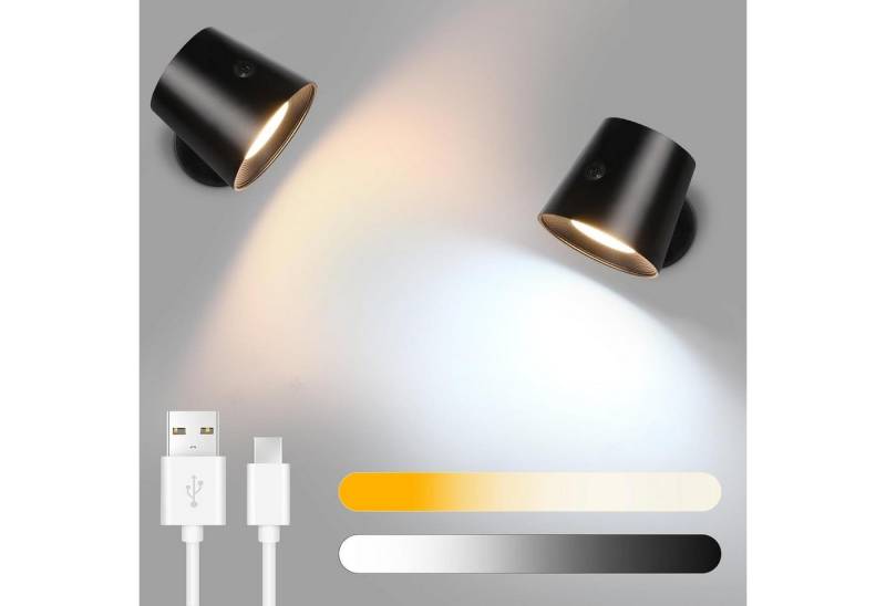 Nettlife LED Wandleuchte Wandlampe Touch 3 Helligkeitsstufen Kabellose, 360° Drehbar, LED fest integriert, Warmweiß Neutralweiß Kaltweiß, Wohnzimmer Kinder Wohnzimmer Schlafzimmer Flur von Nettlife