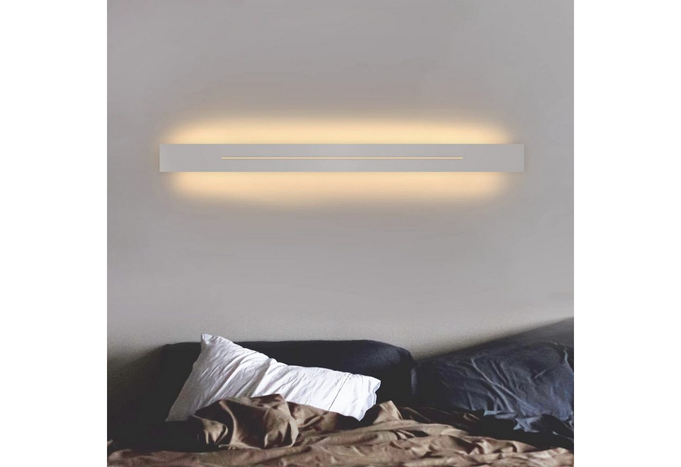 Nettlife LED Wandleuchte innen 60CM Modern Wandlampe Warmweiss Weiß 20W Wandbeleuchtung, LED fest integriert, Warmweiß, für Treppenhaus Schlafzimmer Flur Wohnzimmer Kinderzimmer von Nettlife