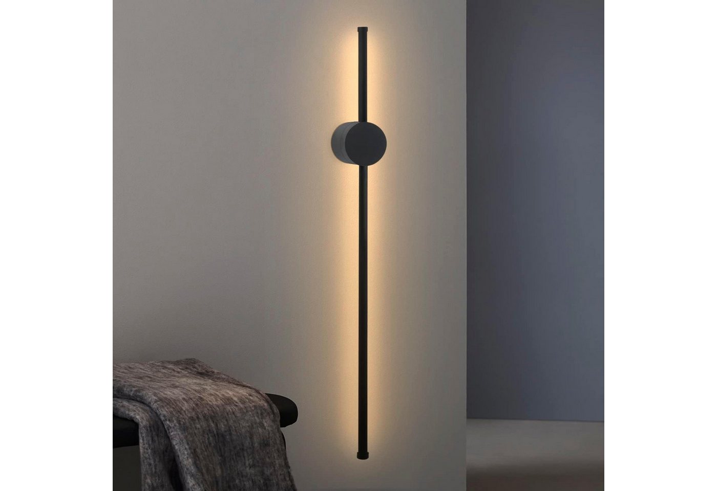 Nettlife LED Wandleuchte Schwarz innen 60CM 3000K Modern Indirekt Wandlampe Wandbeleuchtung, Schwenkbar 90°, LED fest integriert, Warmweiß, für Wohnzimmer Schlafzimmer Flur Treppenhaus Bett Küche von Nettlife