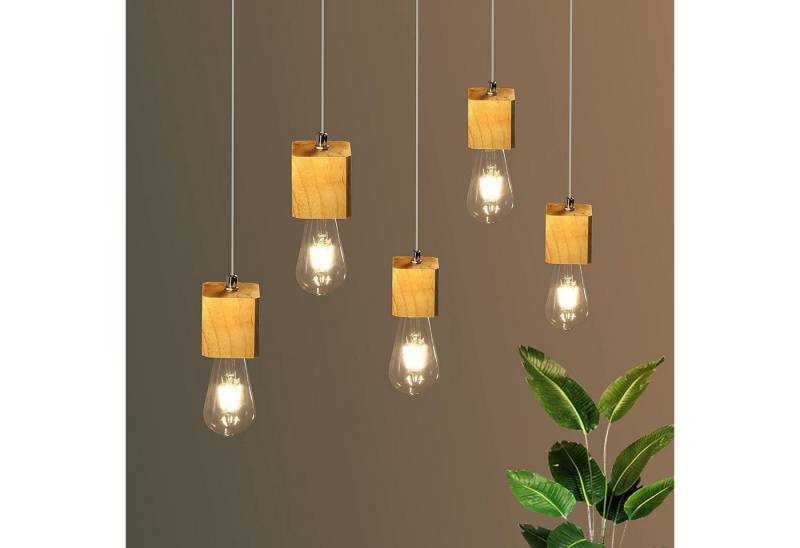 Nettlife Pendelleuchte 5 Glühbirnen Vintage Esstisch Lampe E27 Pendelleuchte, LED wechselbar von Nettlife