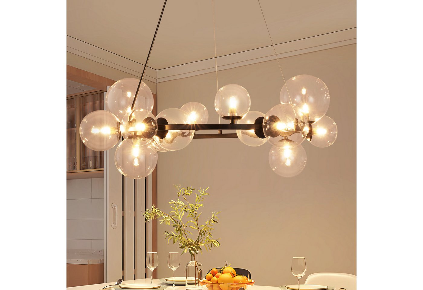 Nettlife Pendelleuchte Esstisch Glas G9 8/14 Flammig Modern Kronleuchter, LED wechselbar, Esstischlampe Wohnzimmer Hängeleuchte für Schlafzimmer Hotel von Nettlife