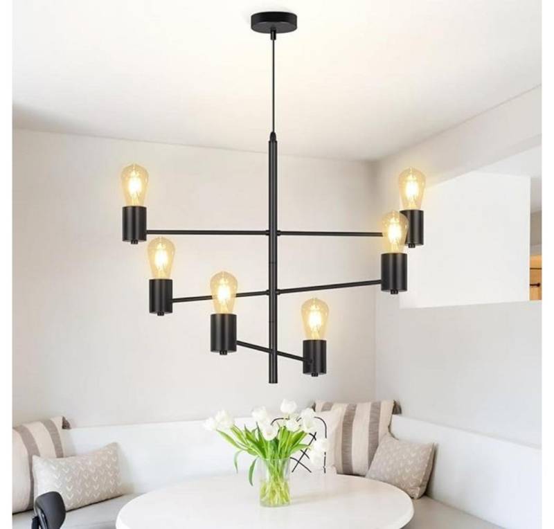 Nettlife Pendelleuchte Esstisch Hängelampe 6 Flammig Esstischlampe E27, LED fest integriert, für Wohnzimmer Schlafzimmer von Nettlife