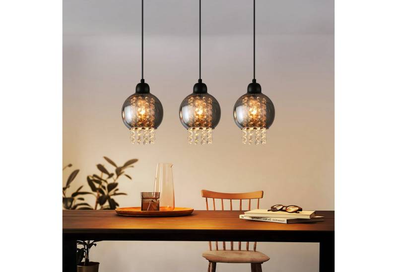 Nettlife Pendelleuchte Esstisch Glas Kristall E27 Schwarz Modern Hängelampe, LED wechselbar, für Esszimmer Küche Wohnzimmer Schlafzimmer von Nettlife