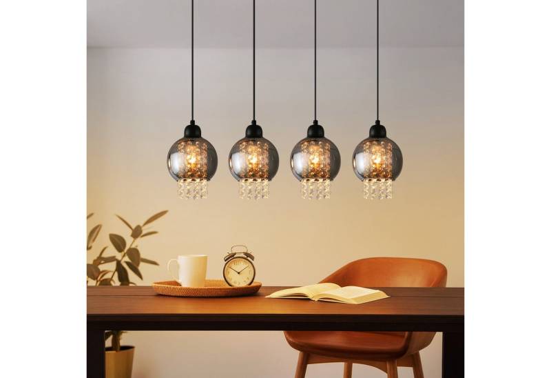Nettlife Pendelleuchte Esstisch Glas Kristall E27 Schwarz Modern Hängelampe, LED wechselbar, für Esszimmer Küche Wohnzimmer Schlafzimmer von Nettlife