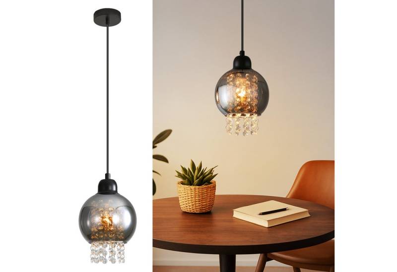 Nettlife Pendelleuchte Esstisch Glas Kristall E27 Schwarz Modern Hängelampe, LED wechselbar, für Esszimmer Küche Wohnzimmer Schlafzimmer von Nettlife