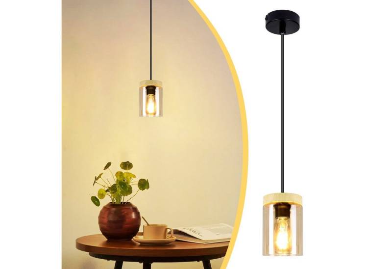 Nettlife Pendelleuchte Pendelleuchte Esstisch 1 Flammig Holz, LED wechselbar, Esszimmer Küche Wohnzimmer Schlafzimmer von Nettlife