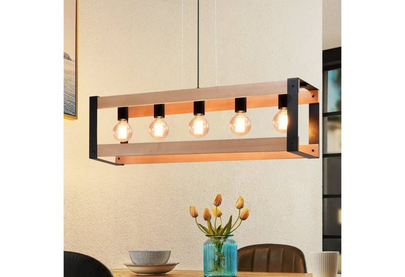 Nettlife Pendelleuchte Holz Vintage E27 Schwarz 1/5 Flammig Esstisch Metal Pendellampe, Höhenverstellbar, LED wechselbar, für Esszimmer Küche Wohnzimmer von Nettlife