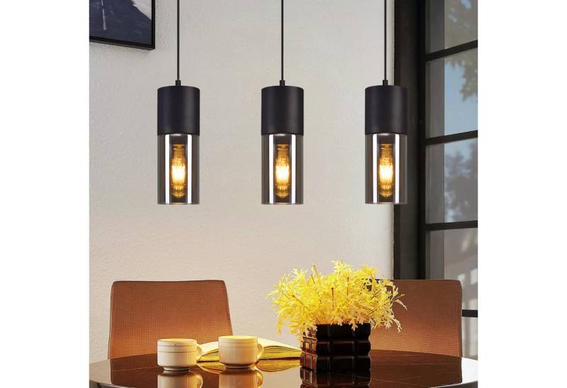 Nettlife Pendelleuchte Schwarz Pendellampe Esstisch E27 Glasschirm Hängeleuchte 1/3/4 Flammig, LED wechselbar, Esstisch Wohnzimmer Schlafzimmer von Nettlife
