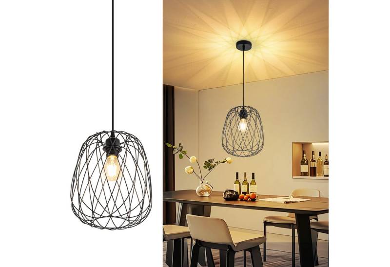 Nettlife Pendelleuchte Pendelleuchte Schwarz Rund Vintage E27, Höhenverstellbar, LED wechselbar, Küchenlampe Wohnzimmer Treppenhaus Flur Nettlife Pendelleuchte Pendelleuchte Schwarz Rund Vintage E27, Höhenverstellbar, LED wechselbar, Küchenlampe Wohnzimmer Treppenhaus Flur von Nettlife