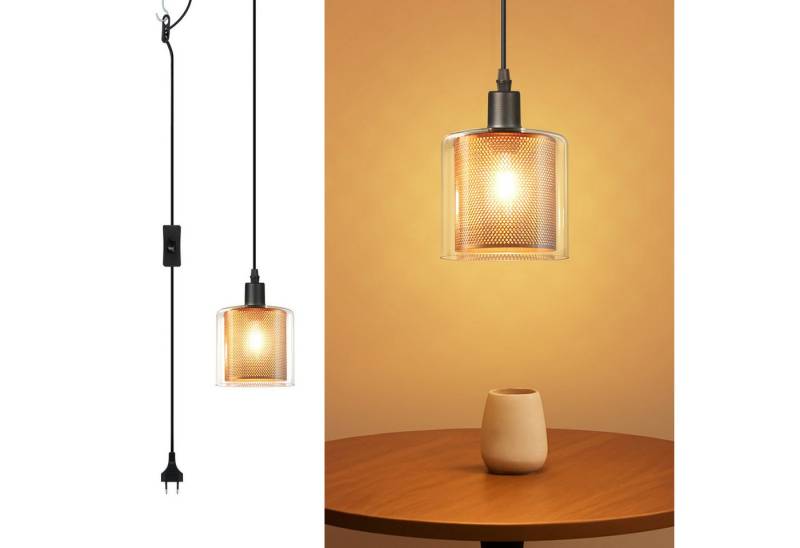 Nettlife Pendelleuchte Vintage Glas Gold E14 1 Flammig Esszimmer Hängelampe mit Stecker, mit Stecker und Schalter, LED wechselbar, Retro Esstisch Hängeleuchte für Wohnzimmer Küche Nettlife Pendelleuchte Vintage Glas Gold E14 1 Flammig Esszimmer Hängelampe mit Stecker, mit Stecker und Schalter, LED wechselbar, Retro Esstisch Hängeleuchte für Wohnzimmer Küche von Nettlife