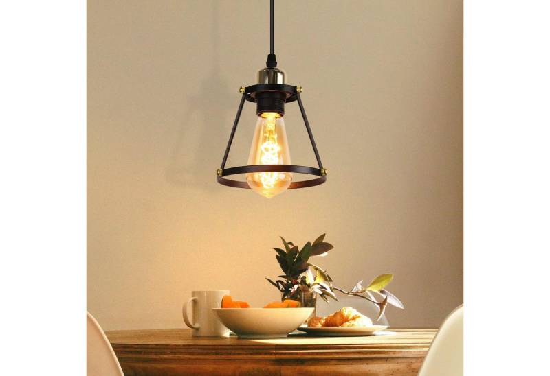 Nettlife Pendelleuchte Esszimmer Schwarz Industrial 1 flammig Pendellampe Metall Vintage E27, Höhenverstellbar, LED fest integriert, Küche Wohnzimmer Bar Restaurant von Nettlife