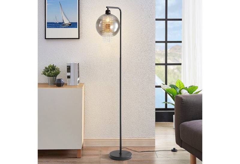 Nettlife Stehlampe Rauchgrau Glas Kristall E27 Modern Wohnzimmer mit Fußschalter, LED wechselbar, Standleuchte für Büro Sofa Kinderzimmer Hotel von Nettlife