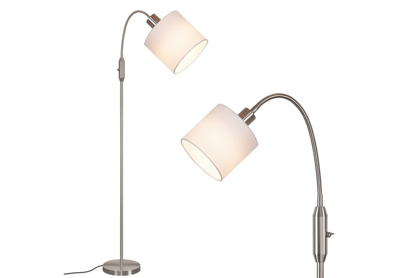 Nettlife Stehlampe Schwarz Vintage Stehleuchte mit Kippschalter Stoff Bogen Modern, 360° Drehbarer, LED wechselbar, für Wohnzimmer Schlafzimmer Arbeitszimmer Büro von Nettlife